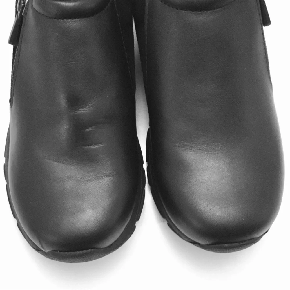 Lands End Women’s Black Leather Suede Loafer Rugged Comfort Thermolite Size 6.5